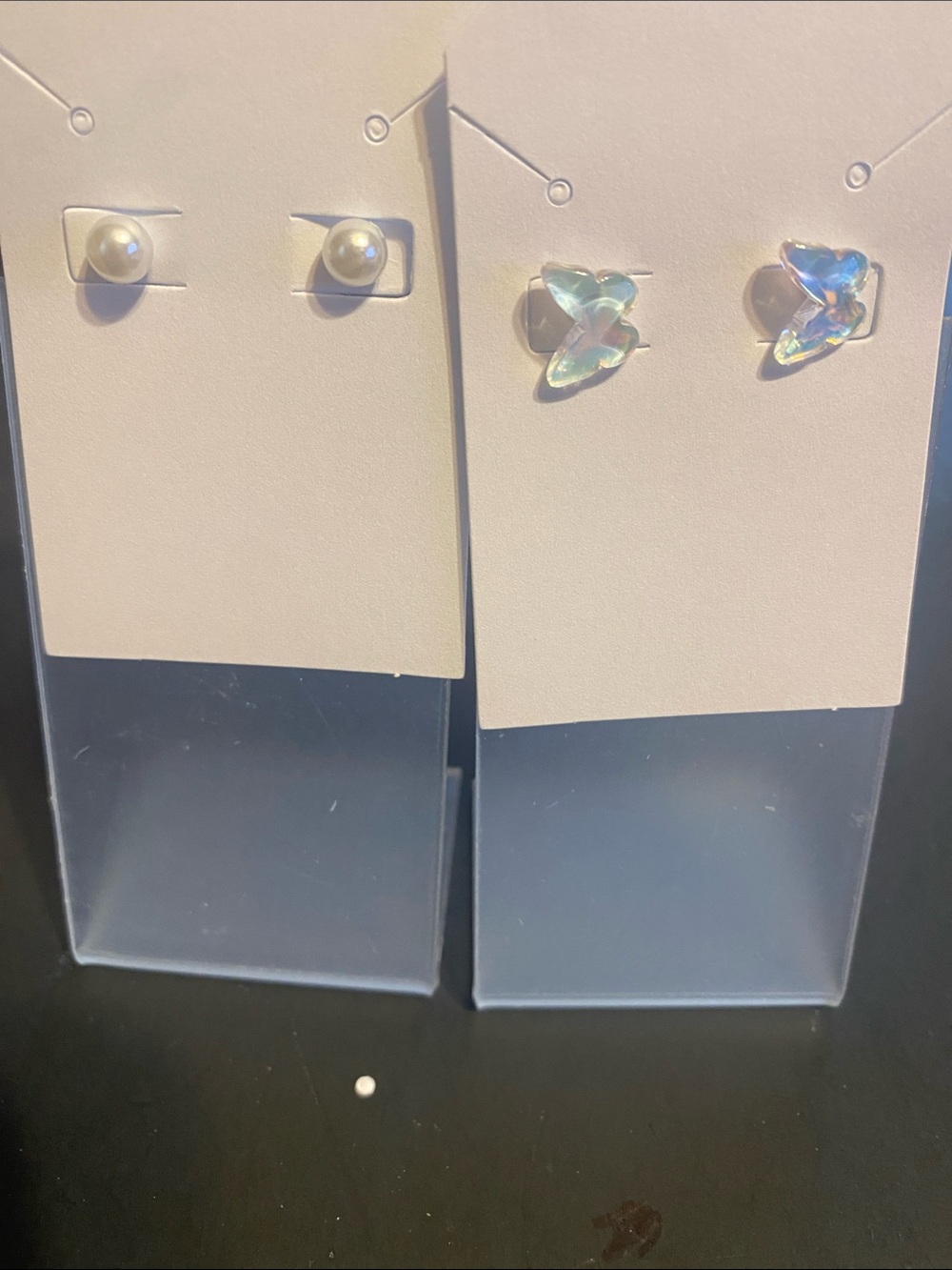 Iridescent Butterfly Stud Earrings - Pearl and Opal-Like Options